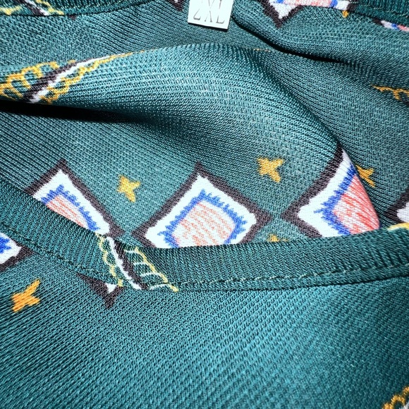 NWOT Green Shein Plus Size 2XL Dress Features Geometric Patterns Throughout - Picture 7 of 8